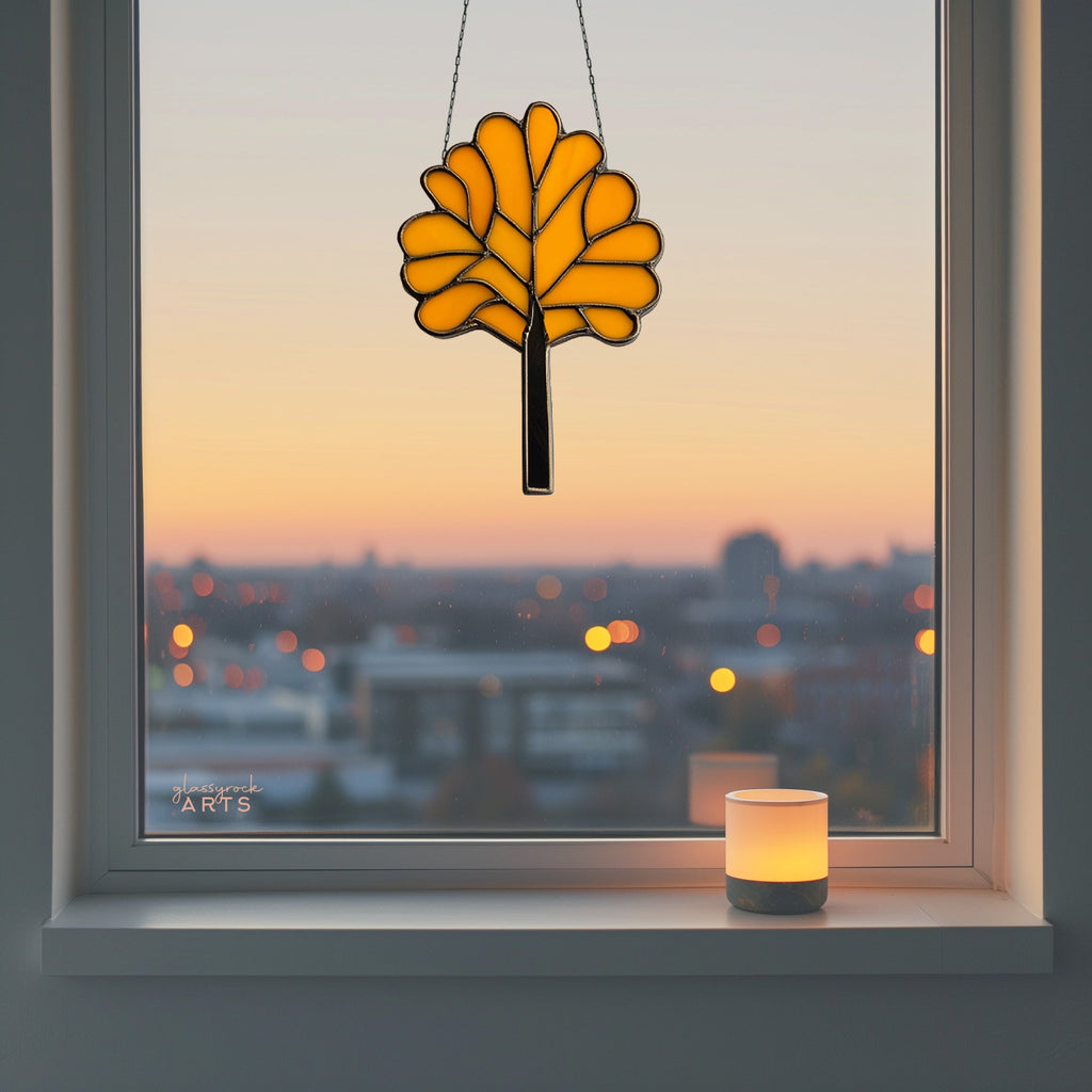 Art Deco Trees Stained Glass Pattern - Orange