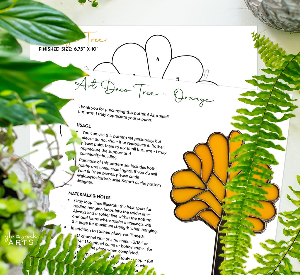 Art Deco Trees Stained Glass Pattern - Orange
