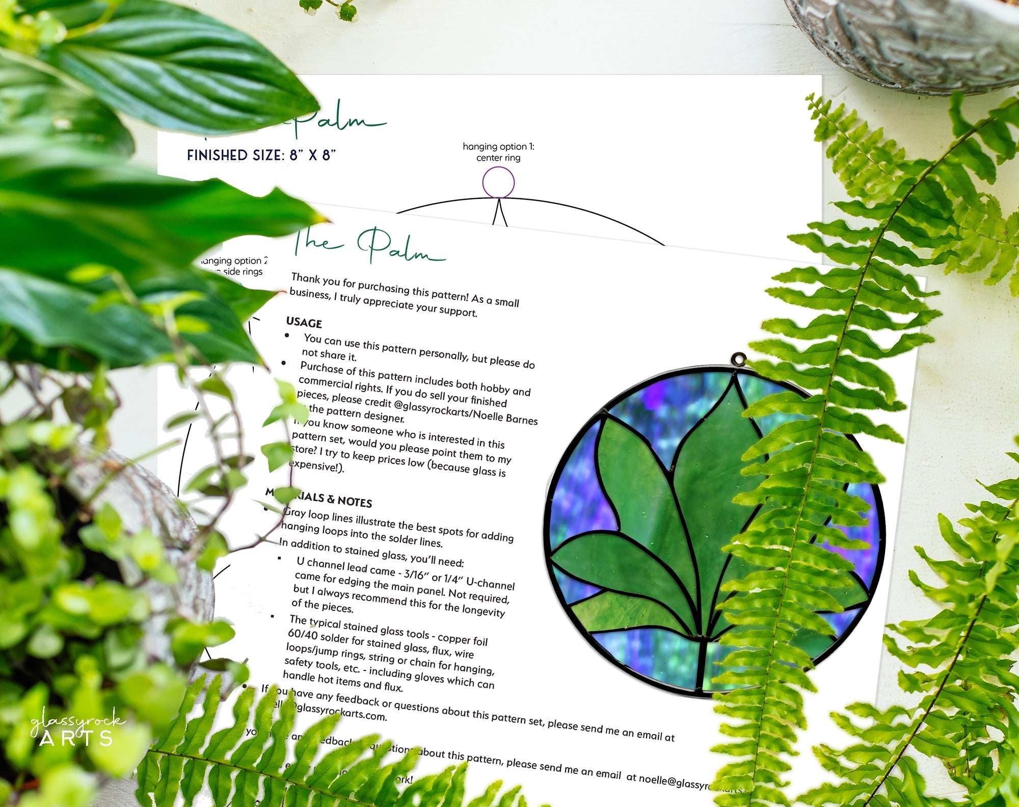 Palm Frond Stained Glass Pattern