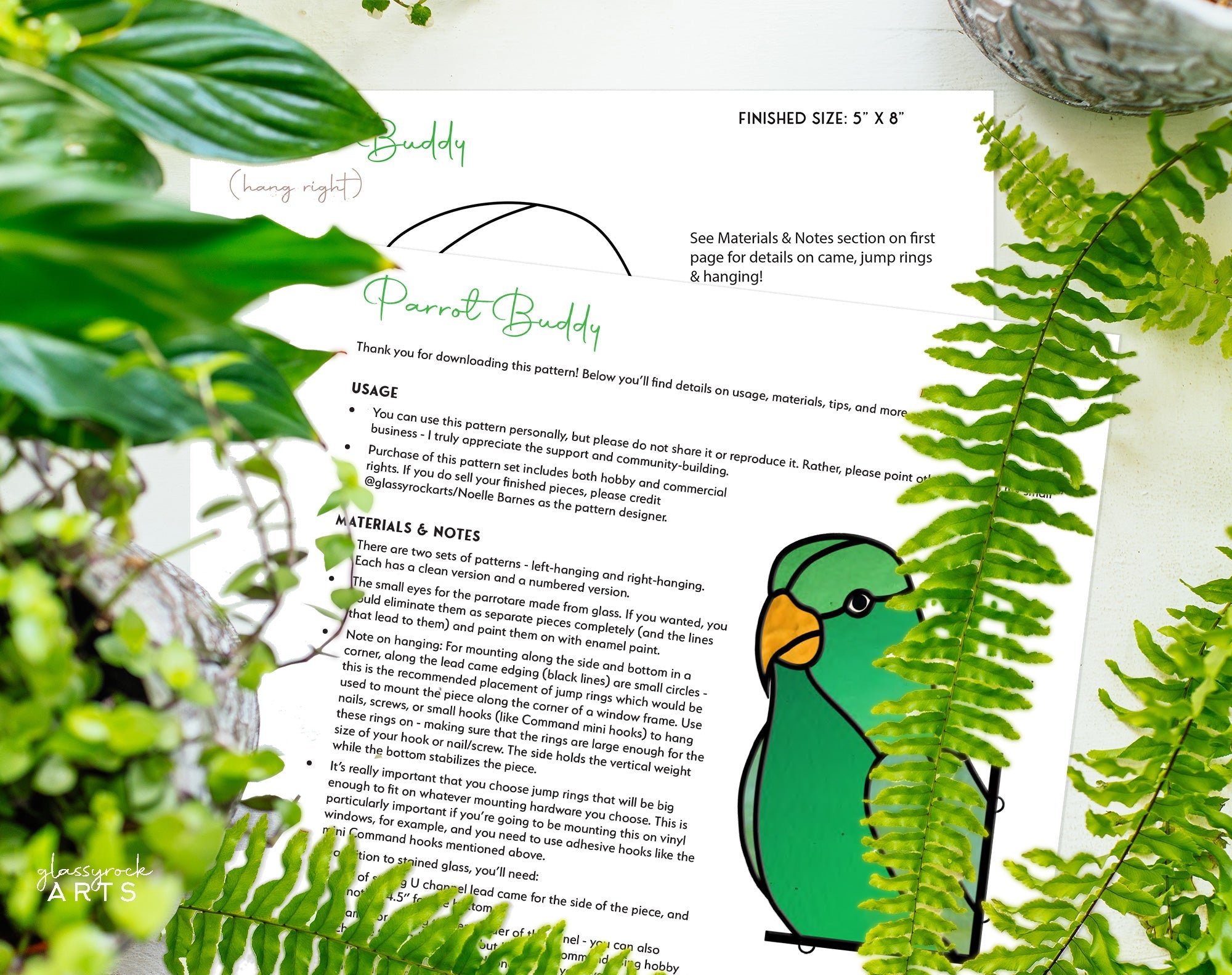 Parrot Stained Glass Bird Pattern
