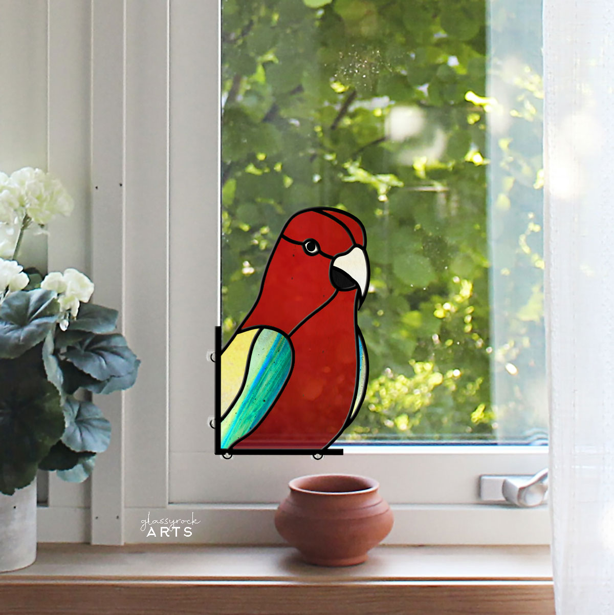Parrot Stained Glass Bird Pattern