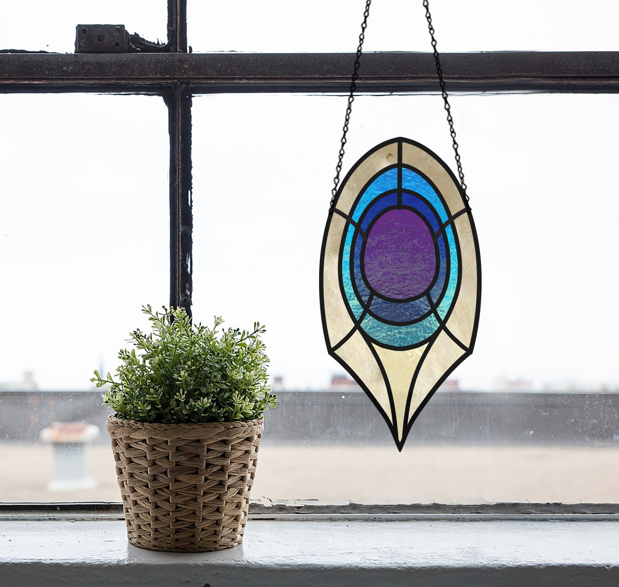 Deco Peacock Feather Stained Glass Pattern
