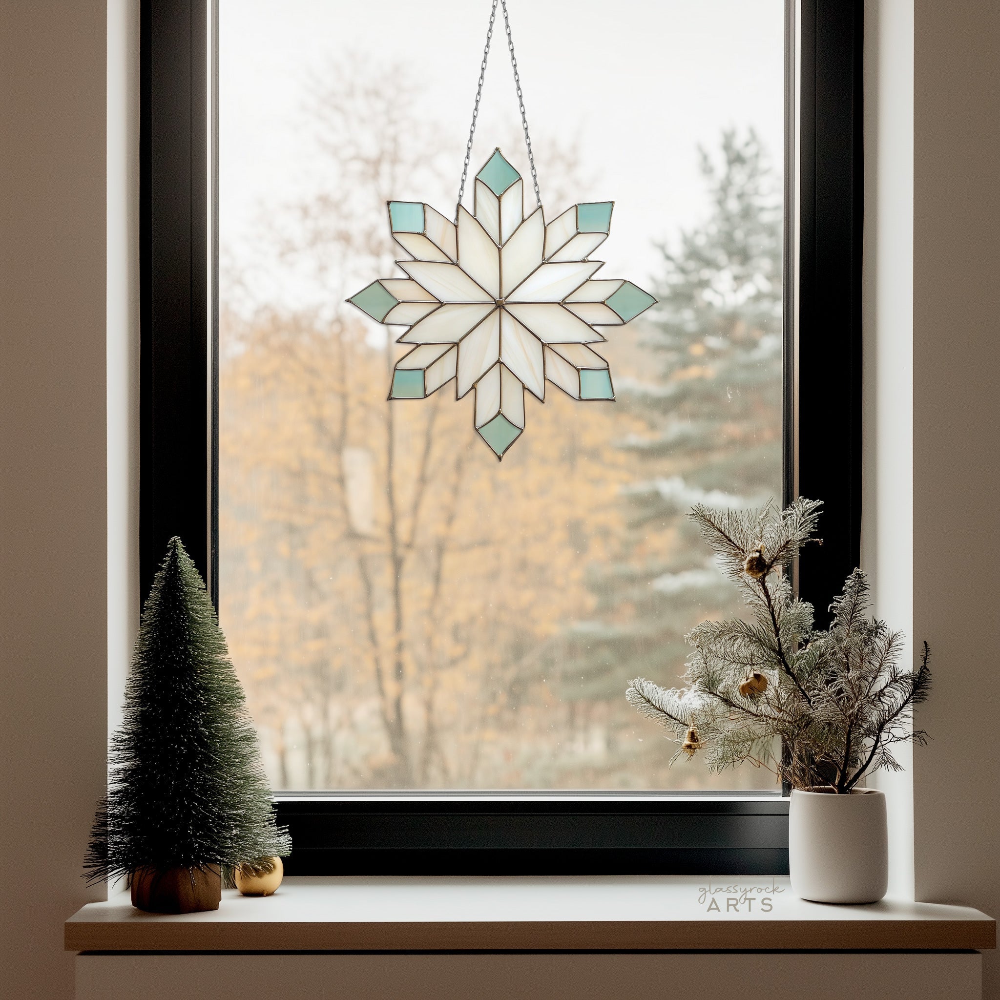 Snowflakes Stained Glass Pattern Pack of 6