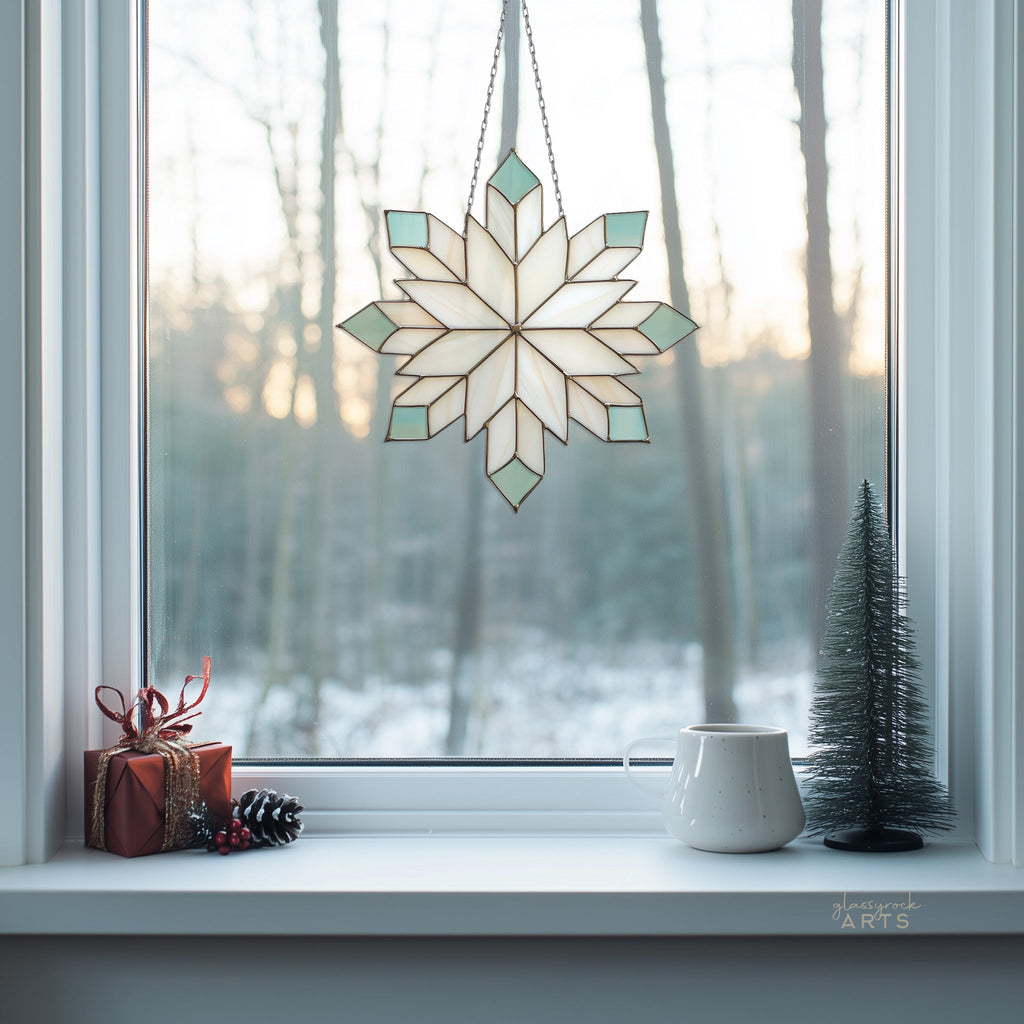 Snowflakes Stained Glass Pattern Pack of 6