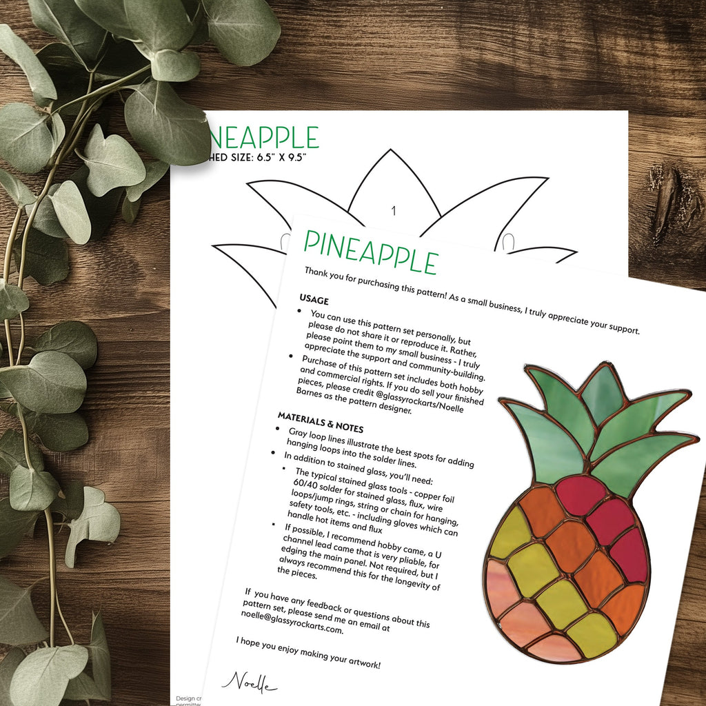 Pineapple Stained Glass Pattern and PNG