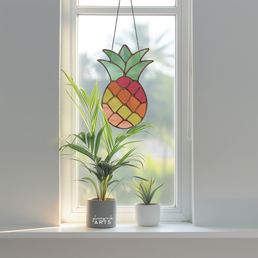 Pineapple Stained Glass Pattern and PNG
