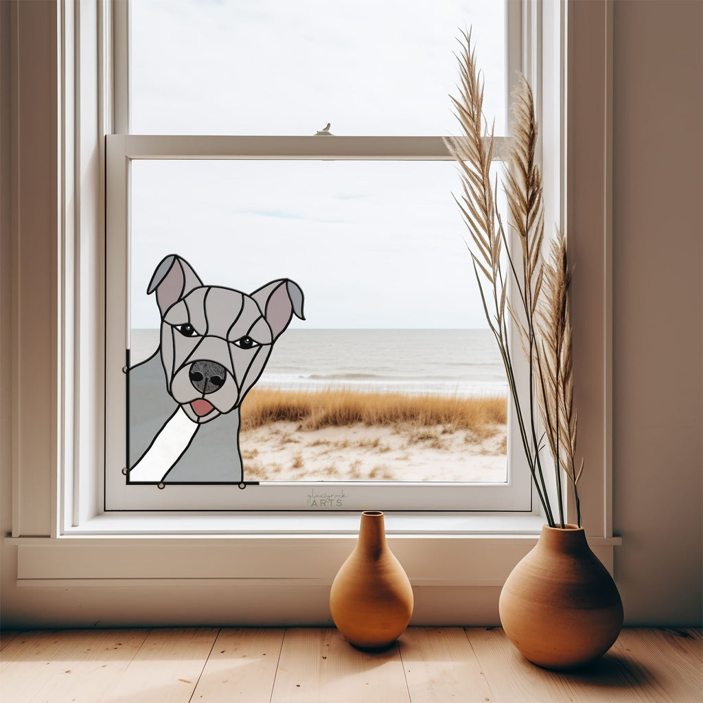 American Pitbull Terrier Dog Stained Glass Pattern