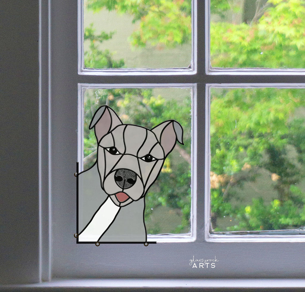 American Pitbull Terrier Dog Stained Glass Pattern
