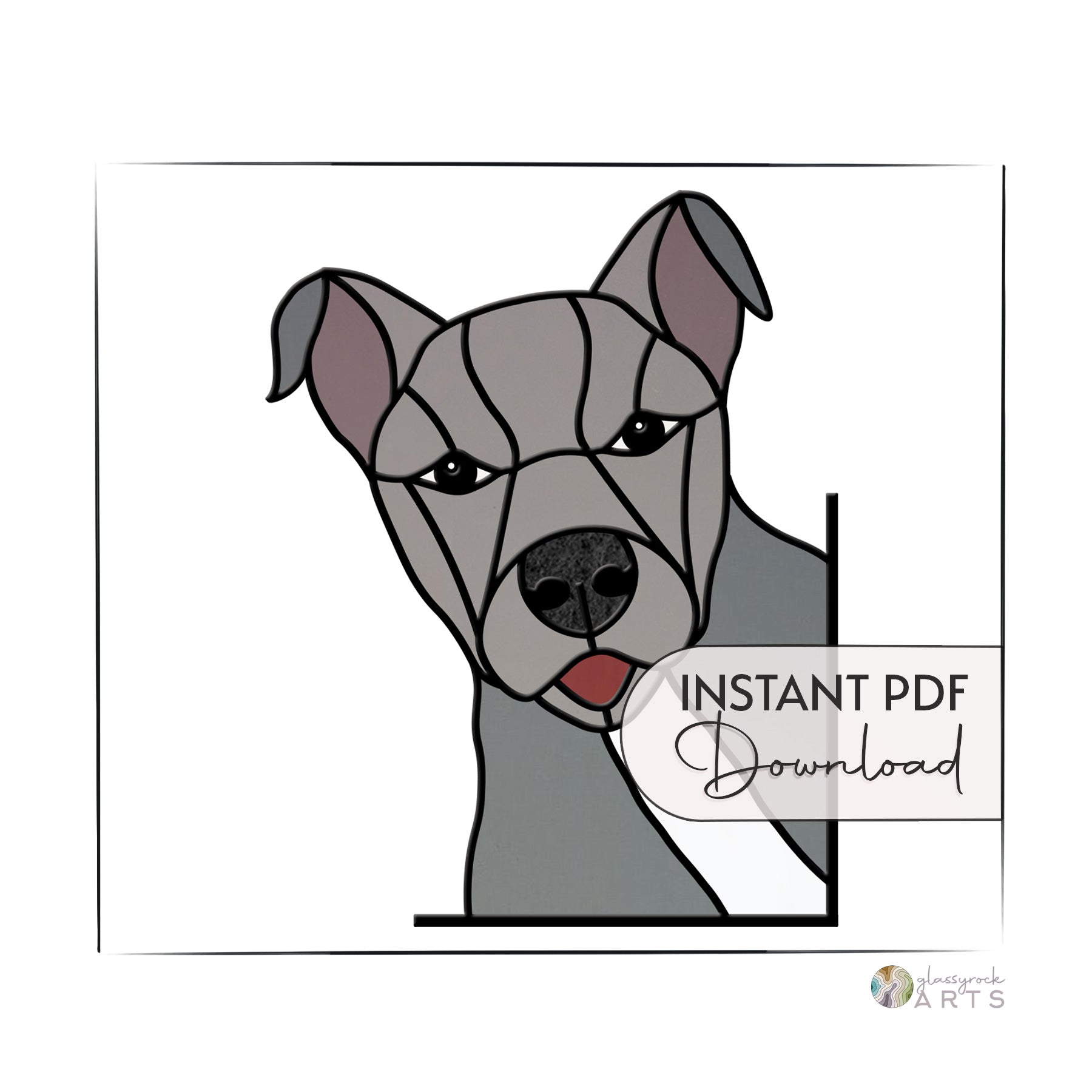 American Pitbull Terrier Dog Stained Glass Pattern