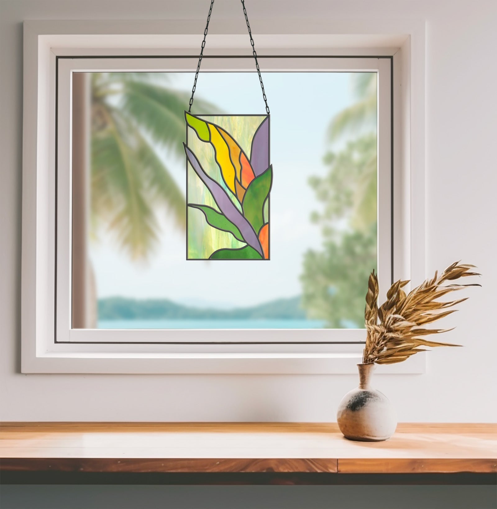 Tropical Stained Glass Plant Pattern - 3-Pack - PDF & PNG