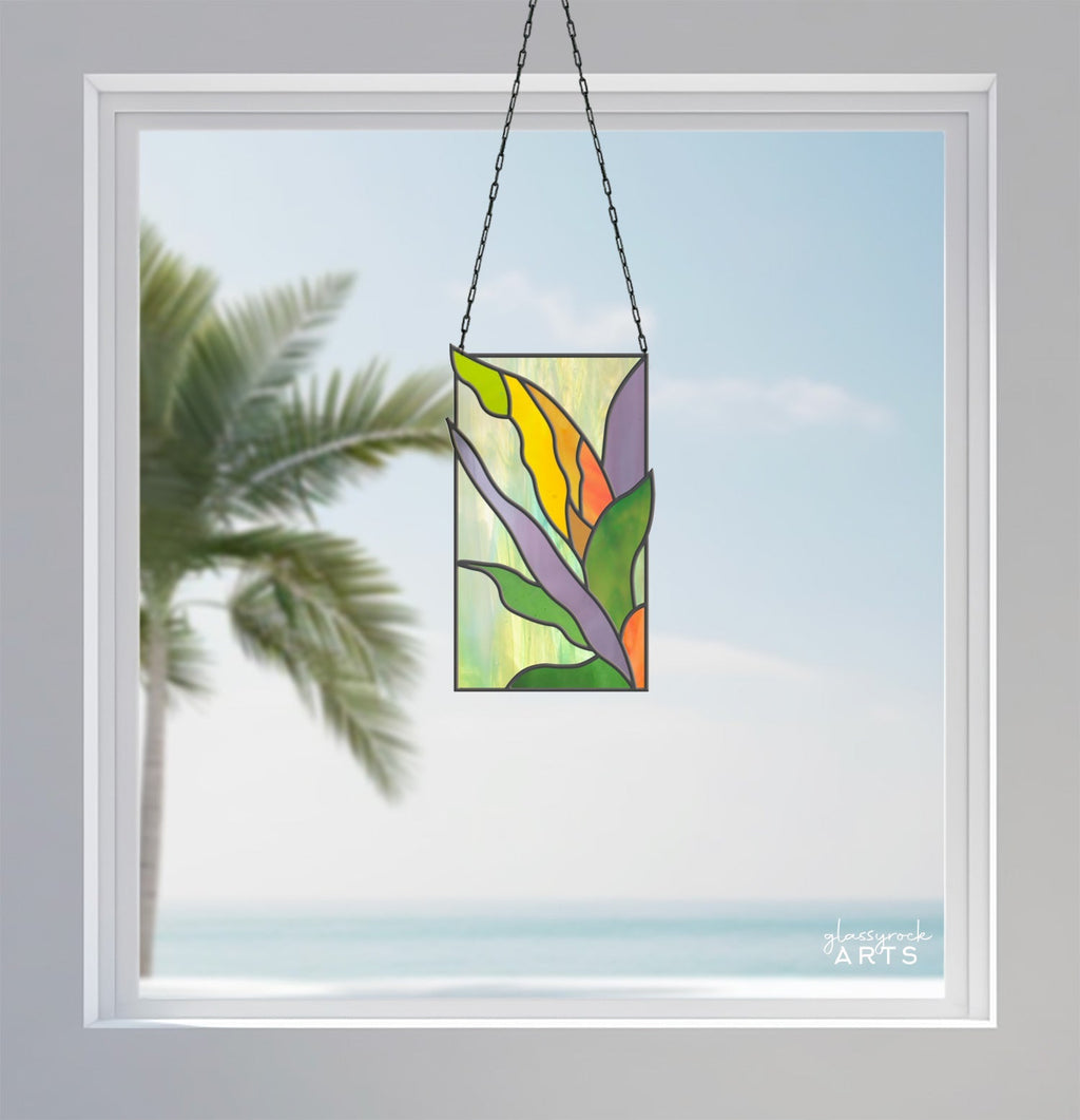 Tropical Stained Glass Plant Pattern - Polihale - PDF & PNG