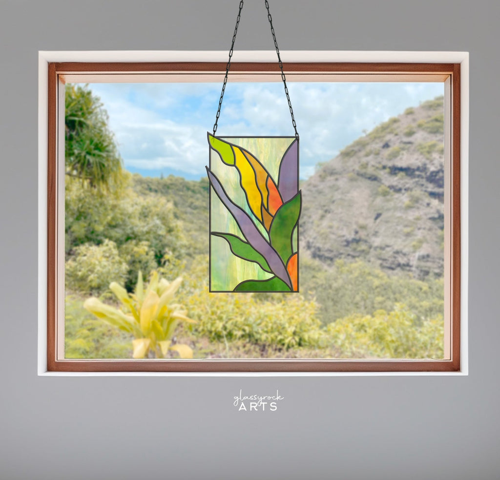 Tropical Stained Glass Plant Pattern - Polihale - PDF & PNG