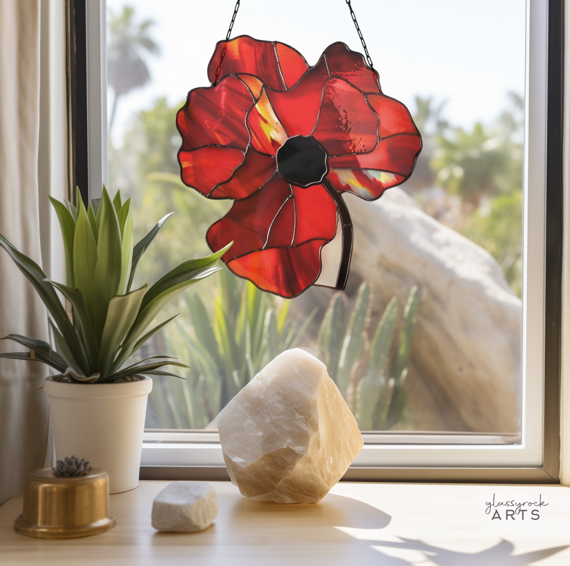 Poppy Stained Glass Flowers Pattern