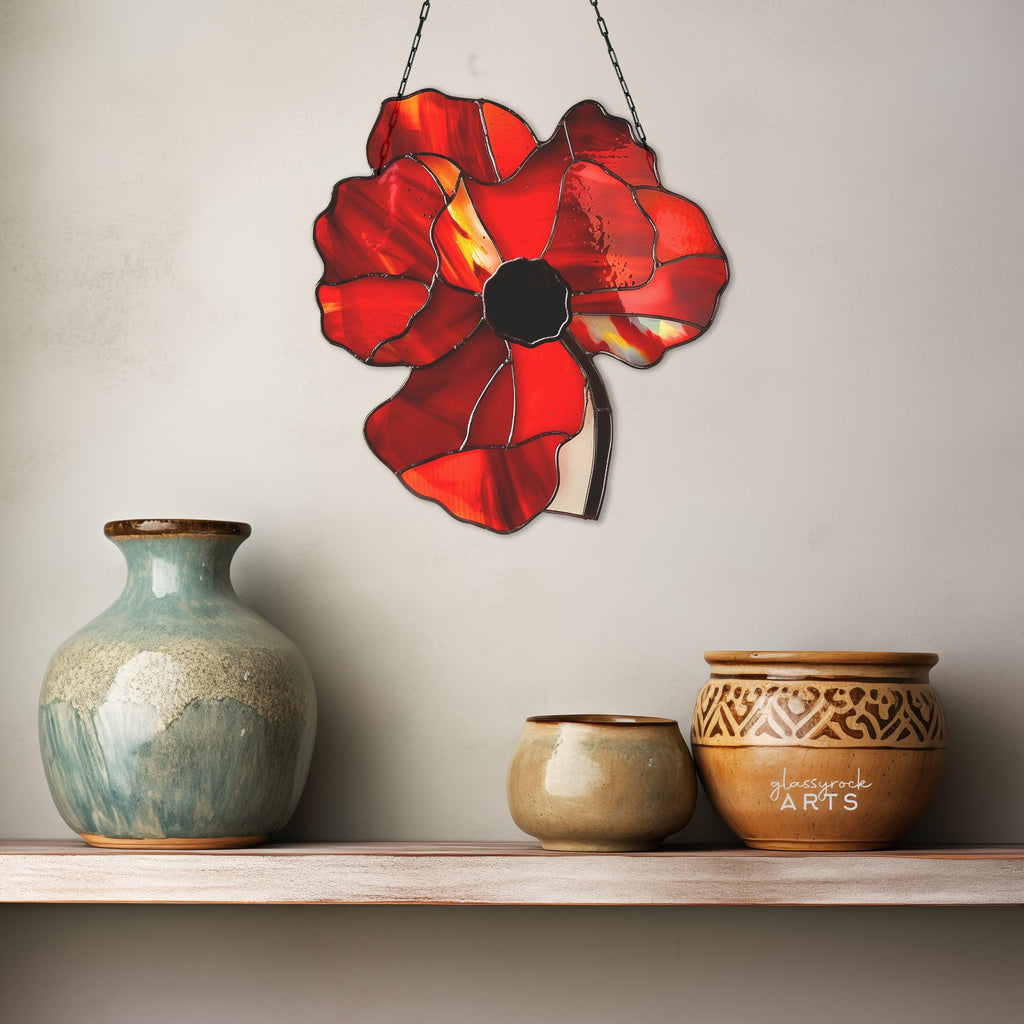 Poppy Stained Glass Flowers Pattern