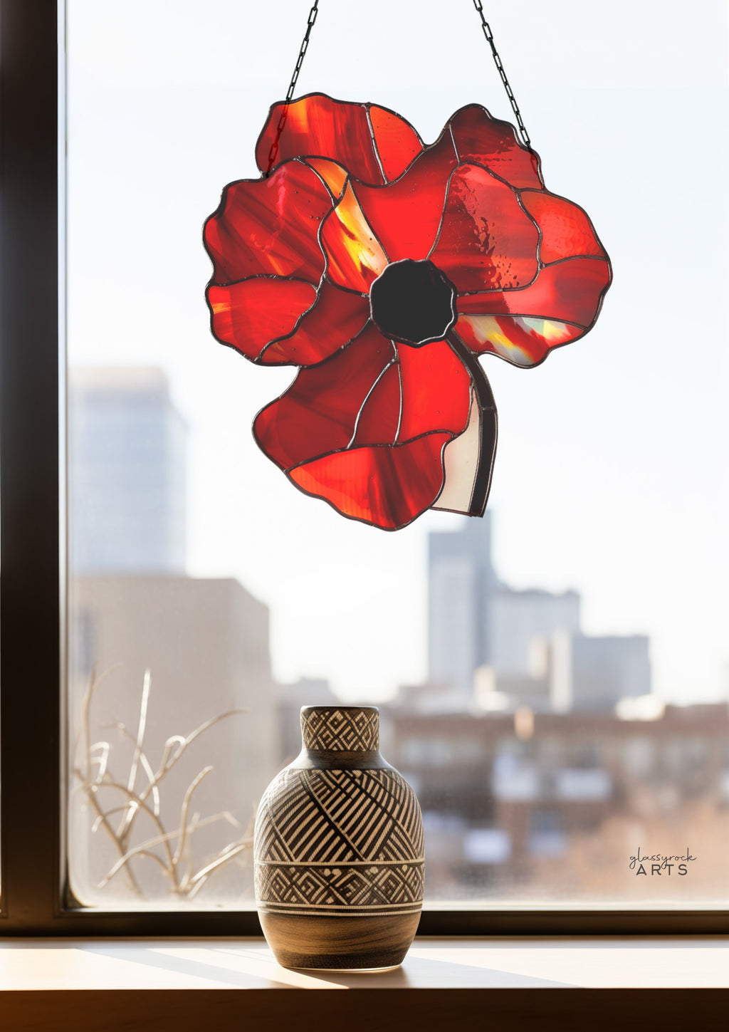 Poppy Stained Glass Flowers Pattern