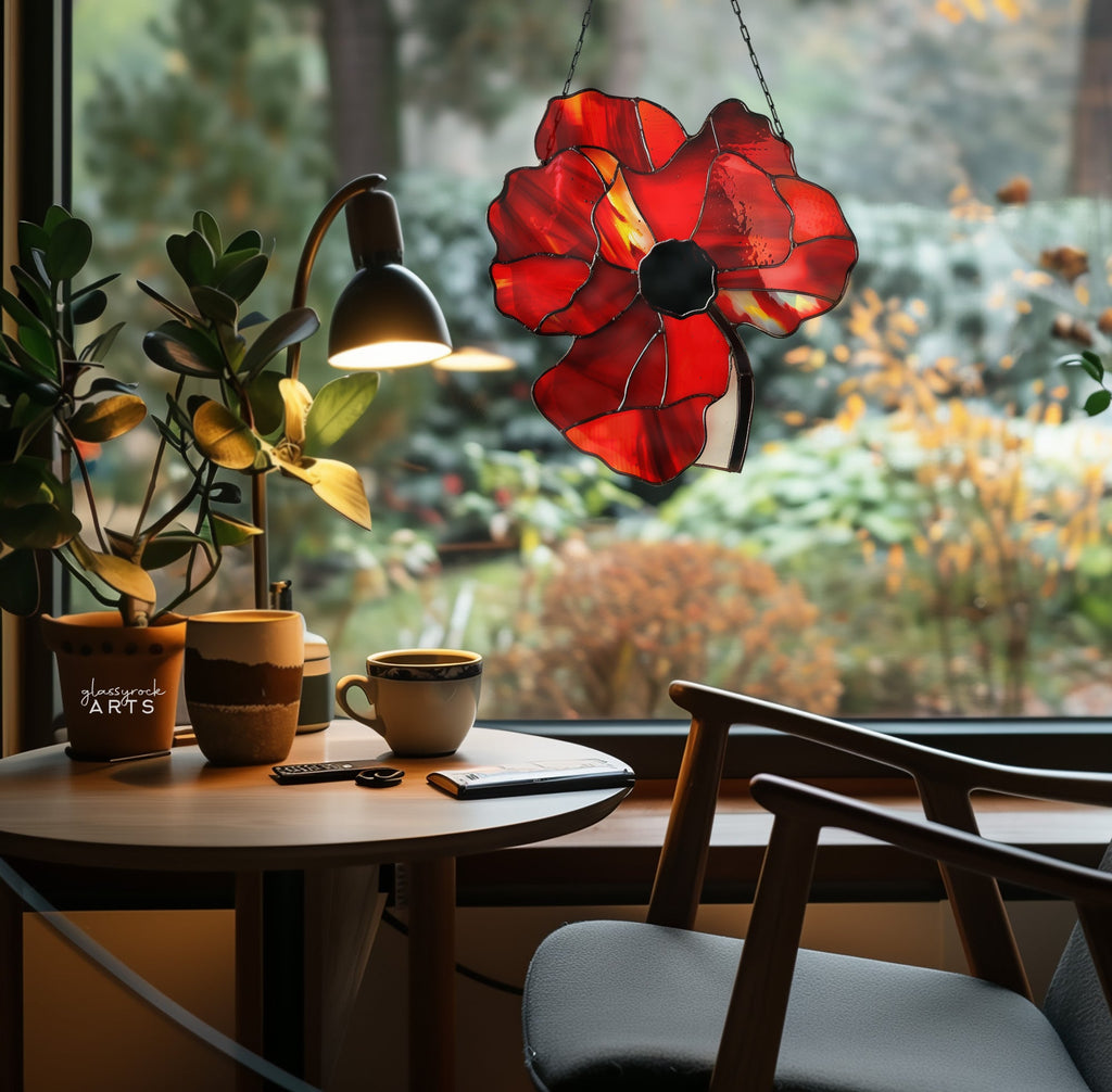 Poppy Stained Glass Flowers Pattern