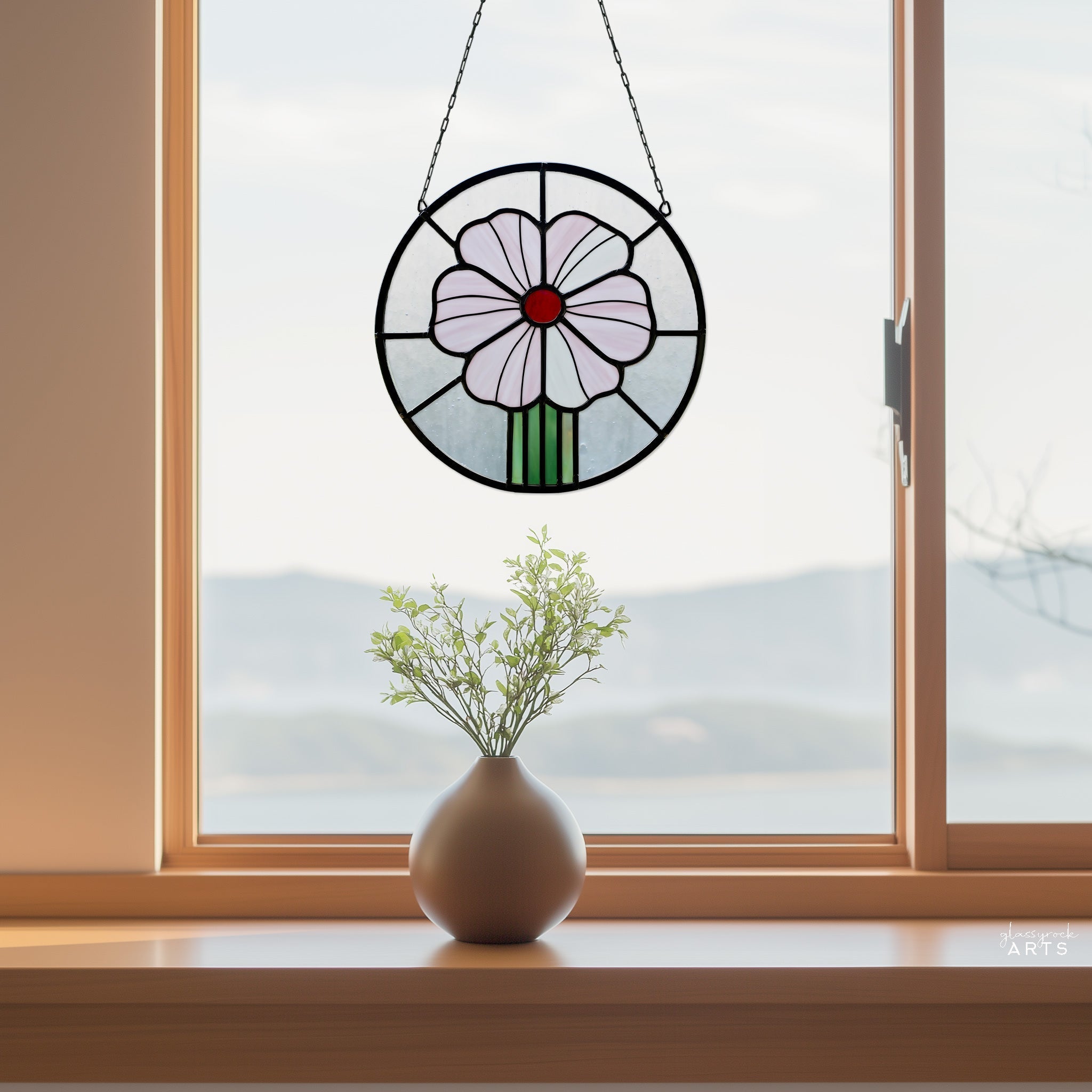 Prairie Peony Round Stained Glass Pattern