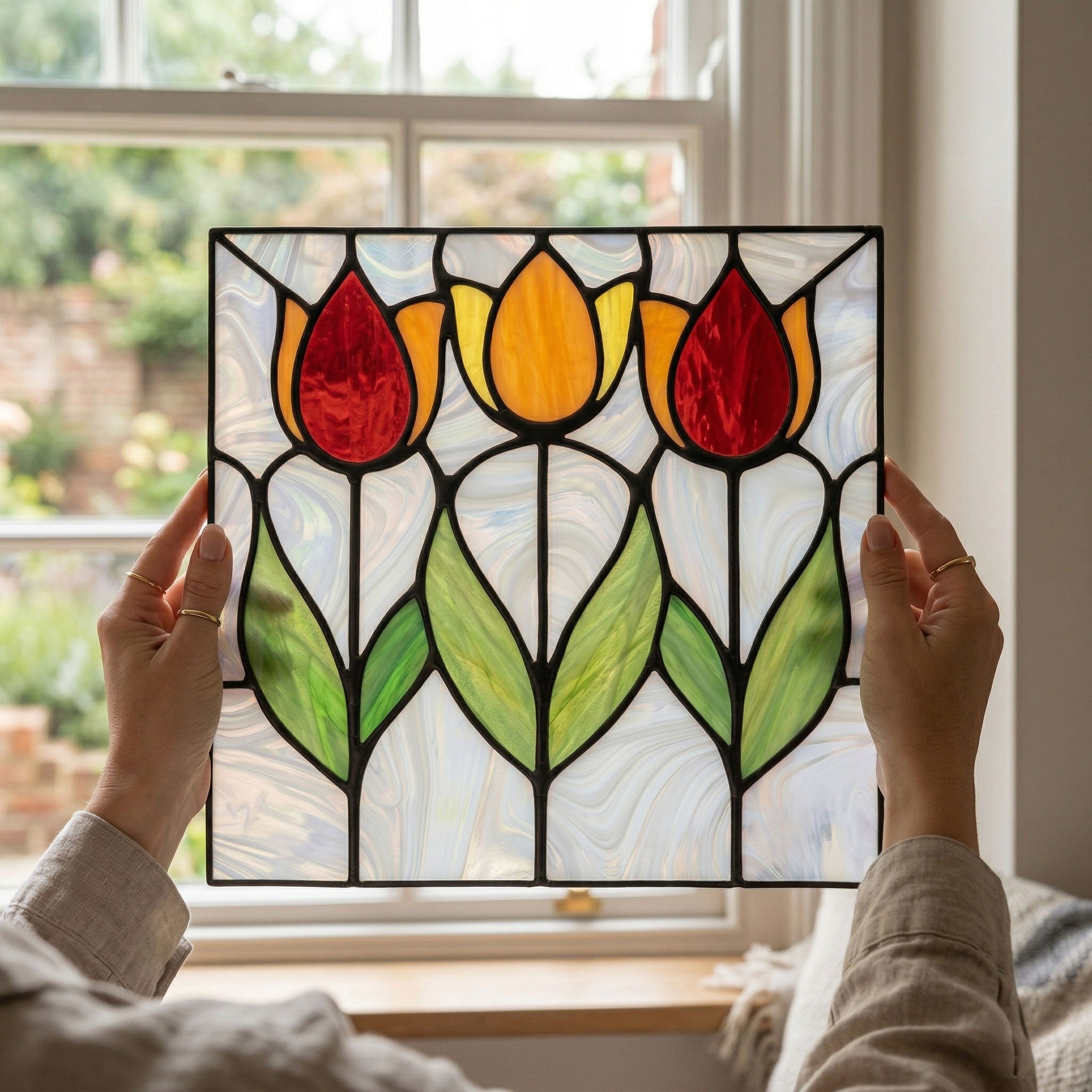 Spring Tulips Prairie Stained Glass Pattern