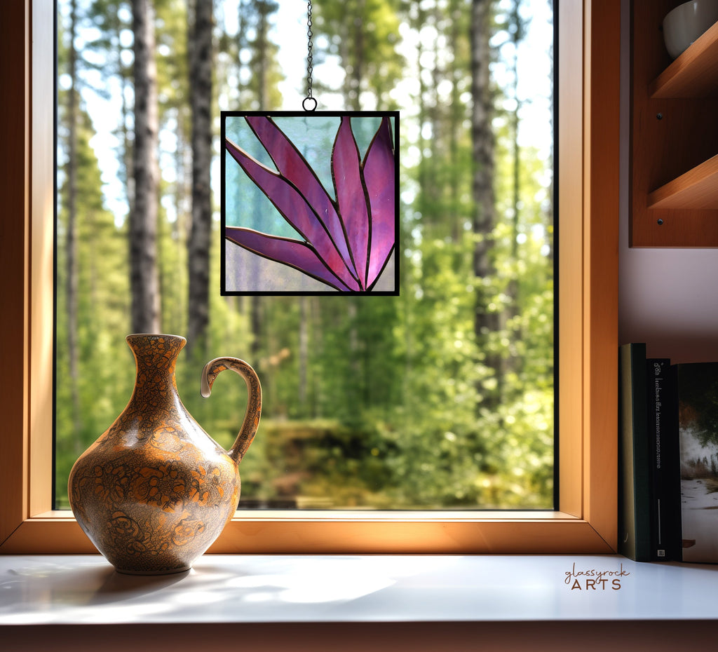 Modern Leaves Stained Glass Panel Pattern
