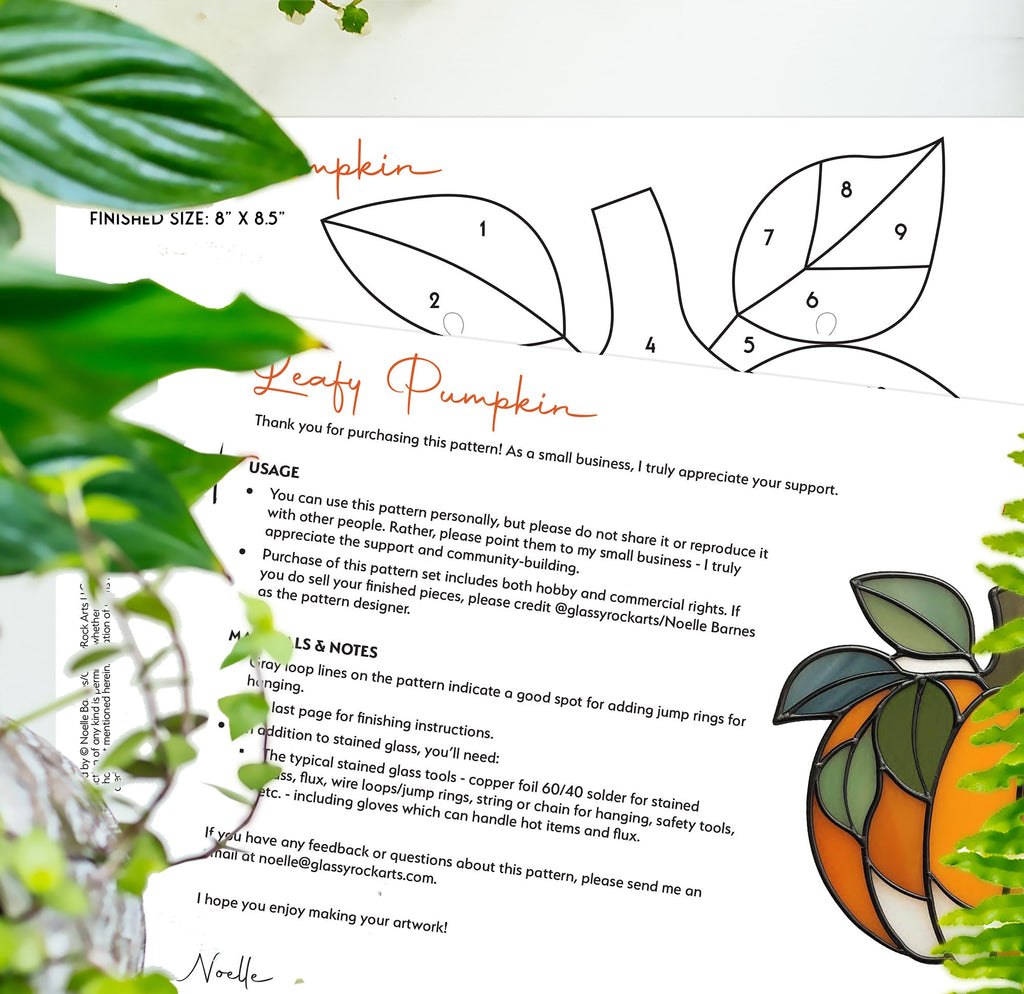 Leafy Pumpkin Stained Glass Pattern