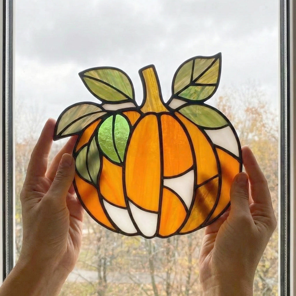 Leafy Pumpkin Stained Glass Pattern