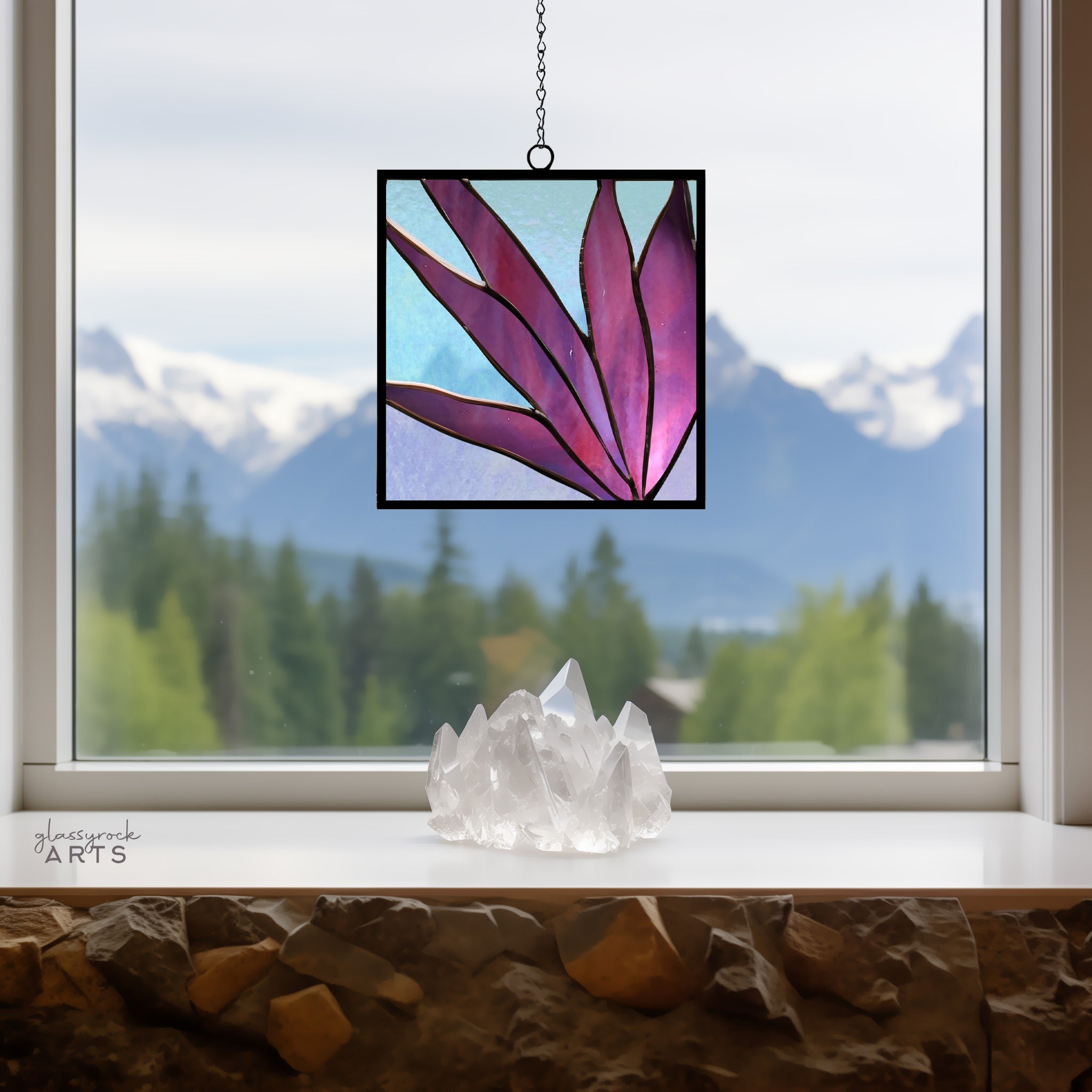 Modern Leaves Stained Glass Panel Pattern