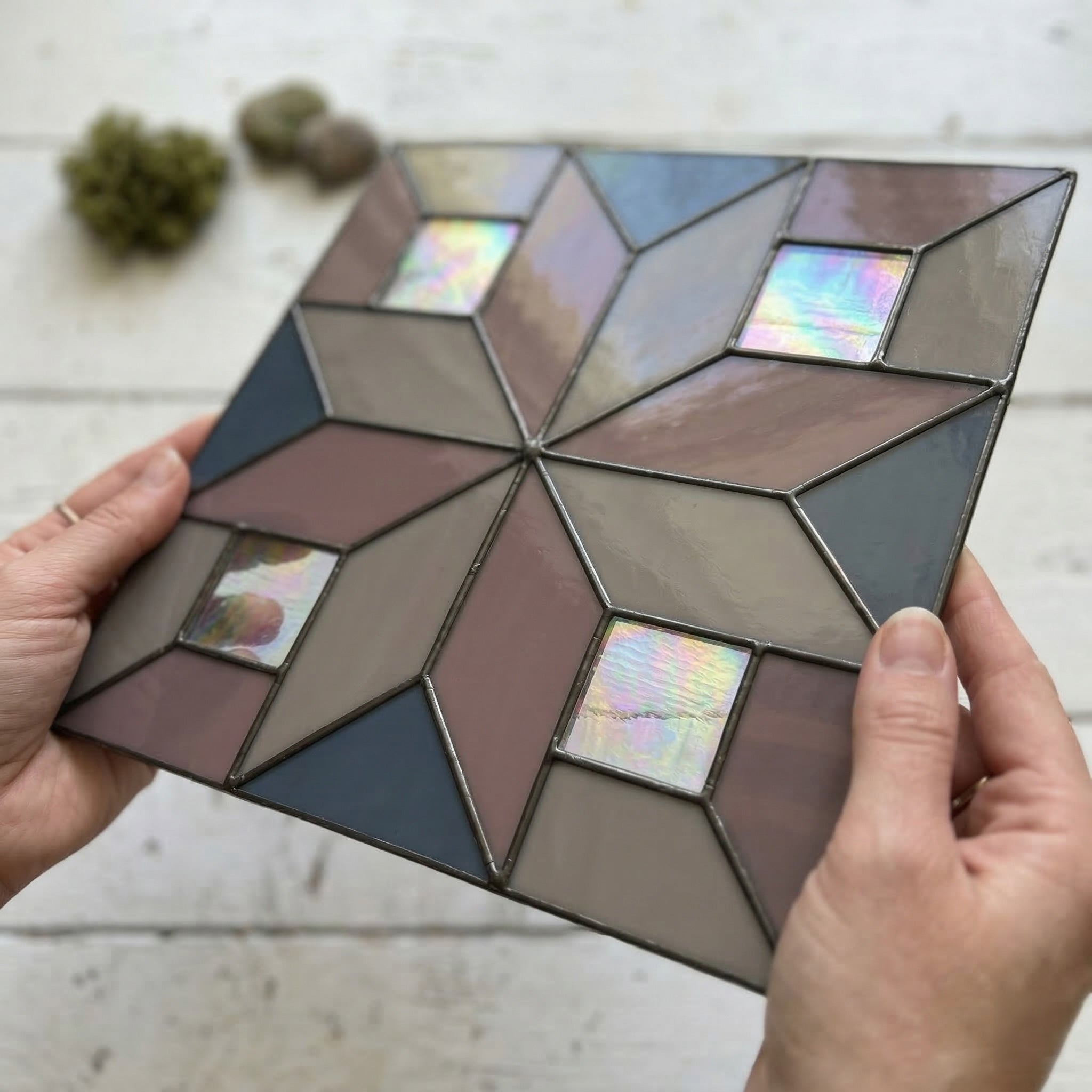 Geometric Stained Glass Cross Pattern