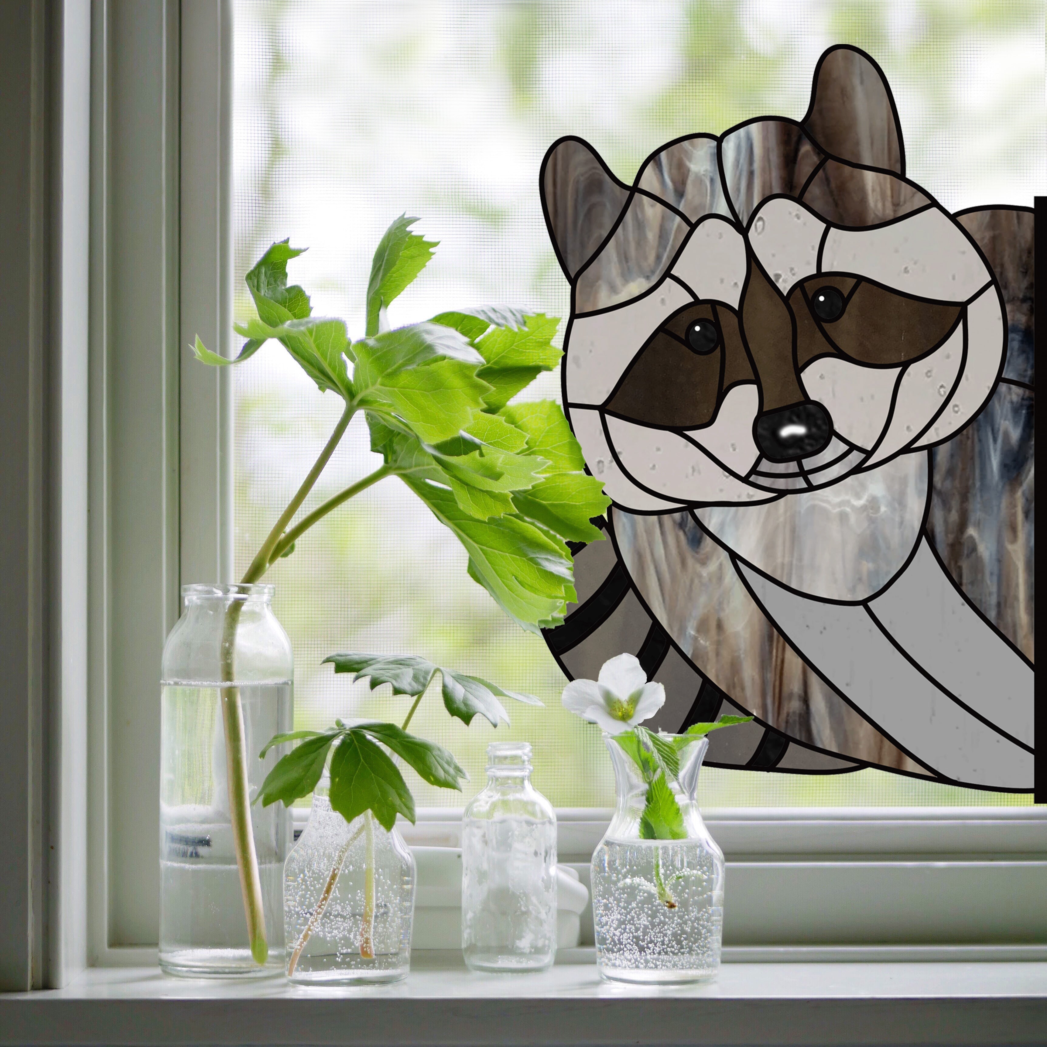 Raccoon Buddy Stained Glass Pattern