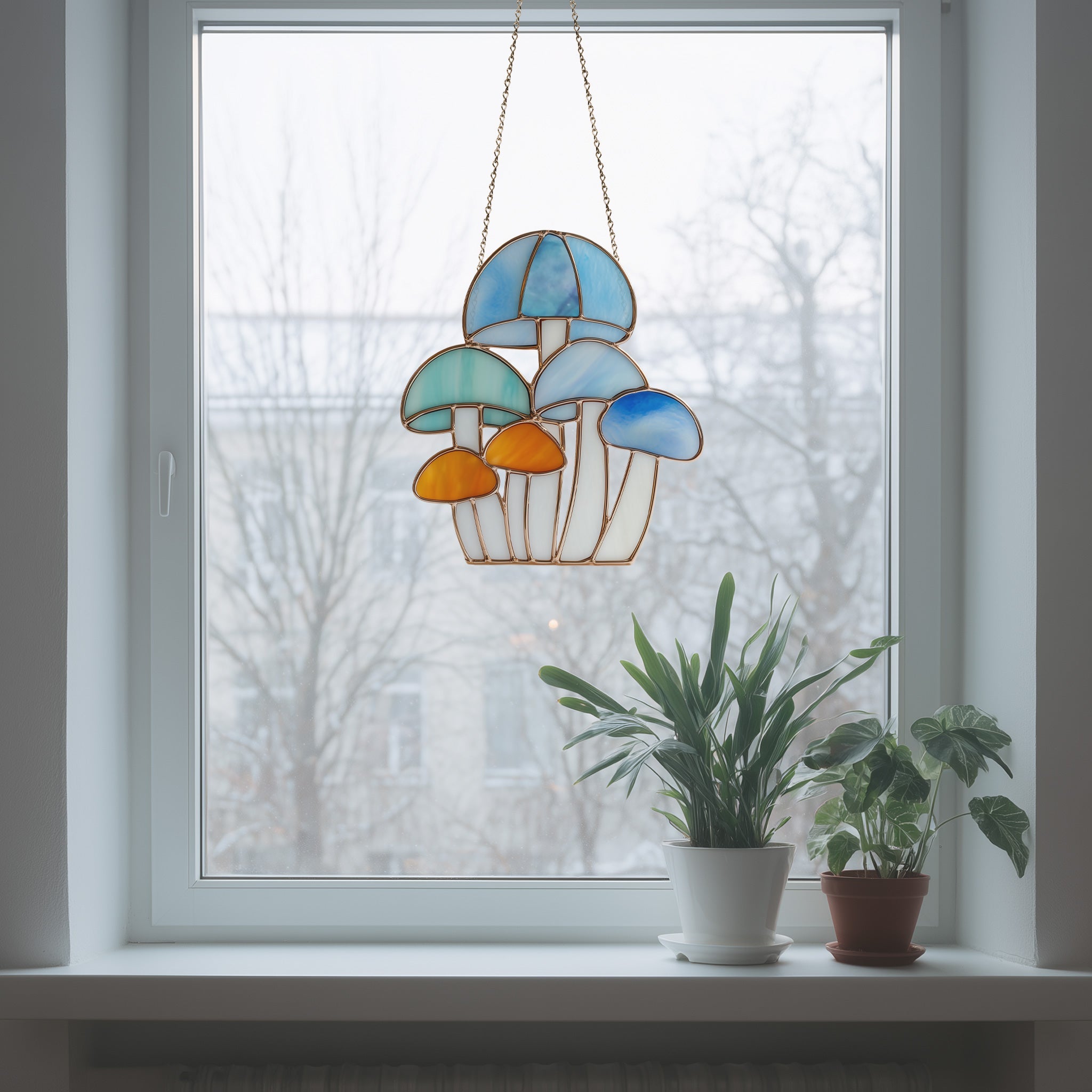 Rainbow Mushroom Troop Stained Glass Pattern and PNG