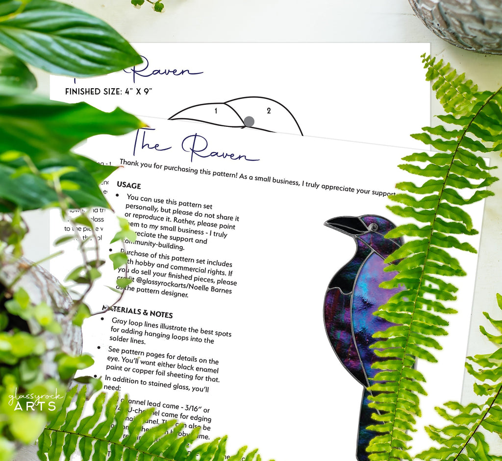 Raven Stained Glass Pattern