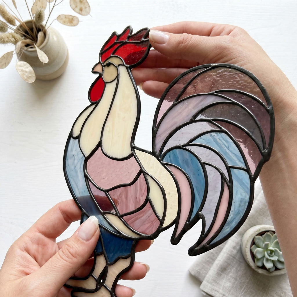 Rooster Stained Glass Pattern PDF & PNG