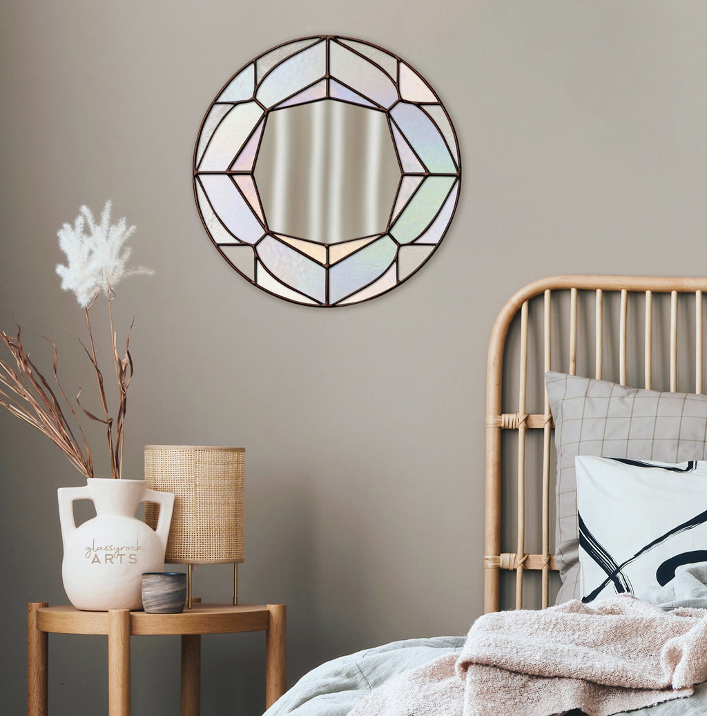 Round Diamond Mirror Stained Glass Pattern