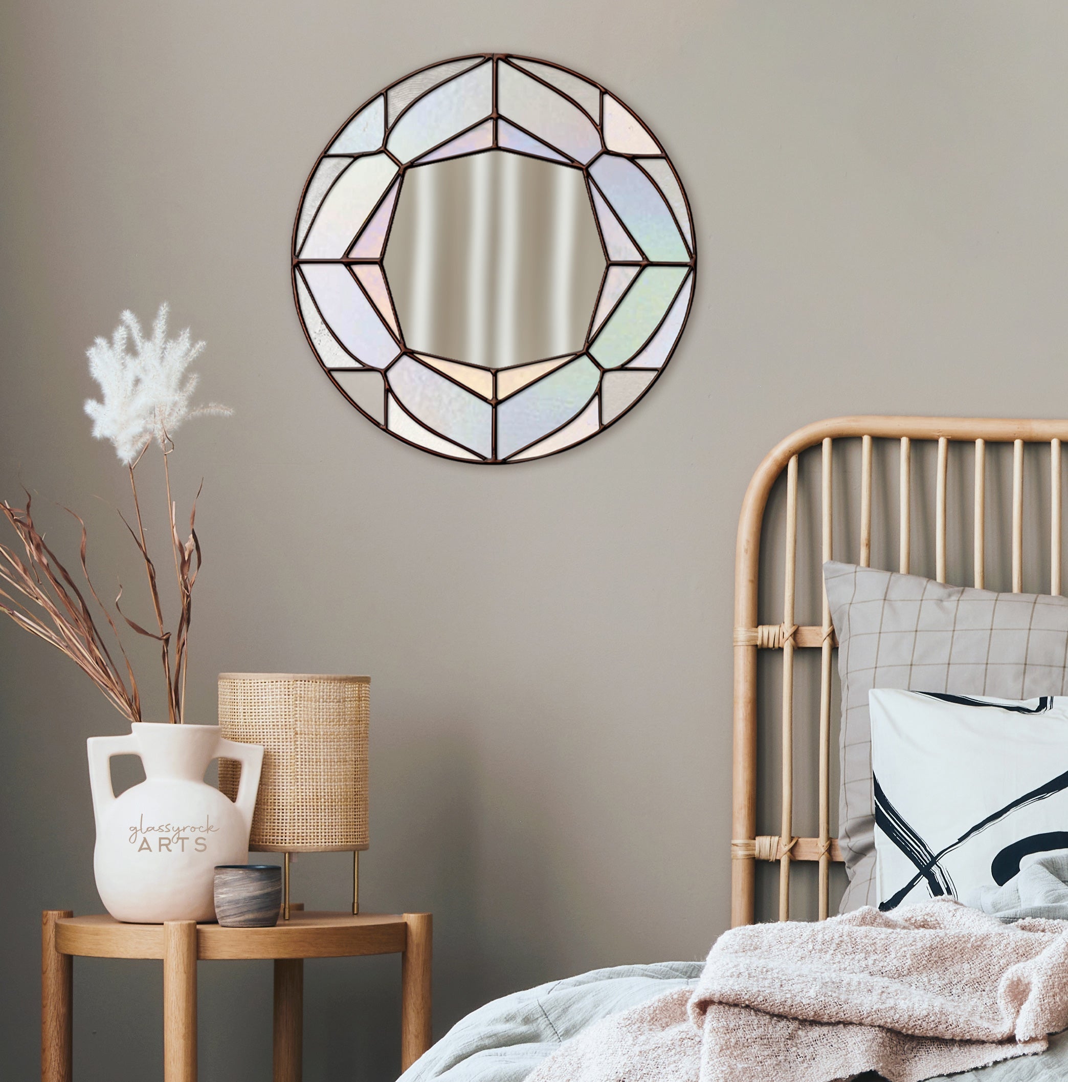 Round Diamond Mirror Stained Glass Pattern