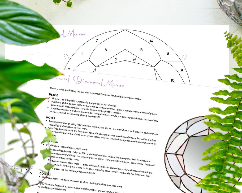 Round Diamond Mirror Stained Glass Pattern