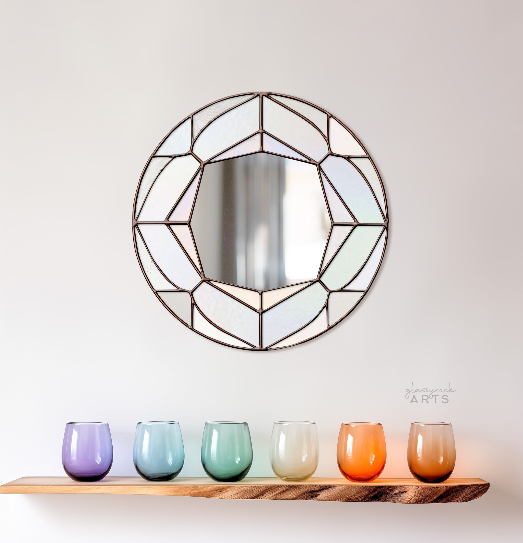 Round Diamond Mirror Stained Glass Pattern