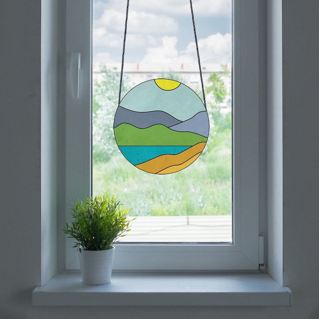 Boho Stained Glass Pattern - Round Landscape