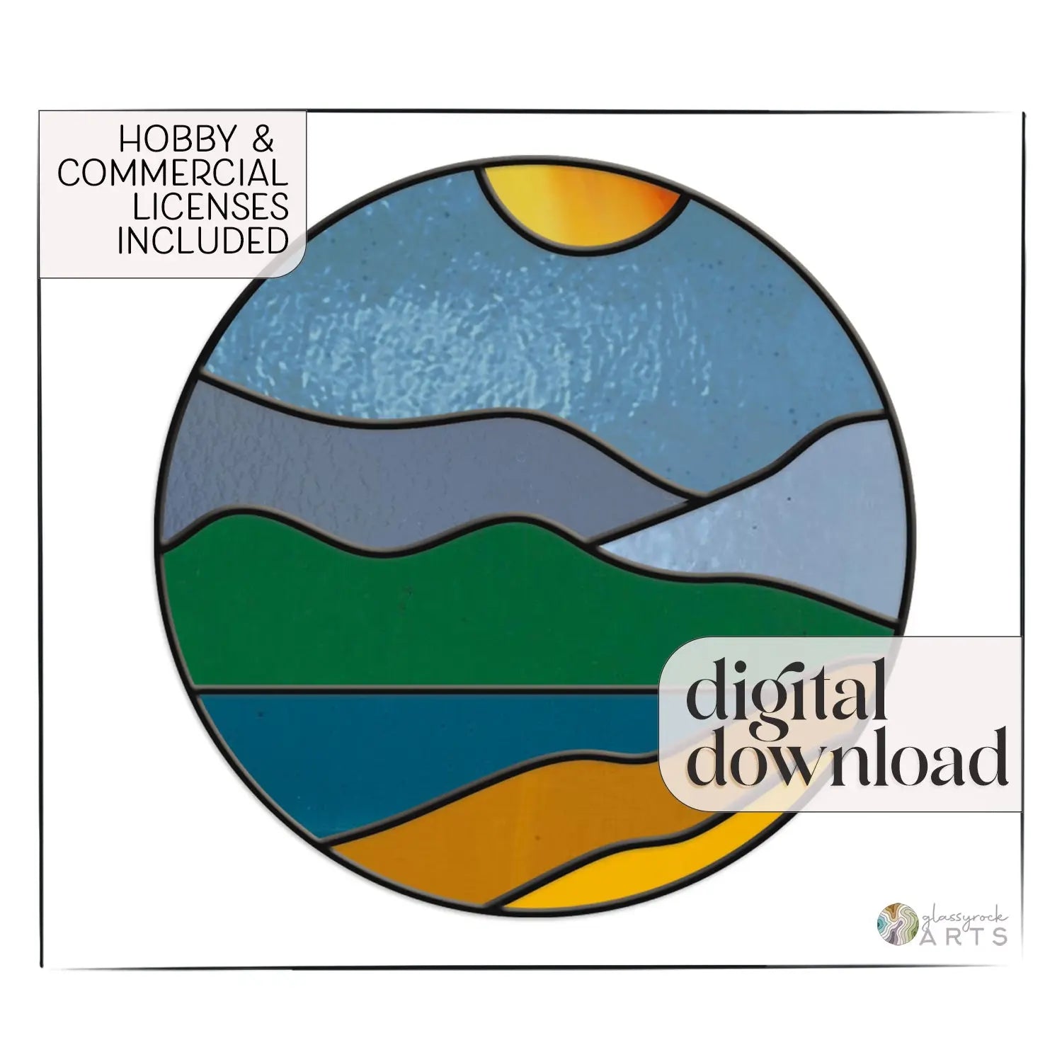 Boho Stained Glass Pattern - Round Landscape