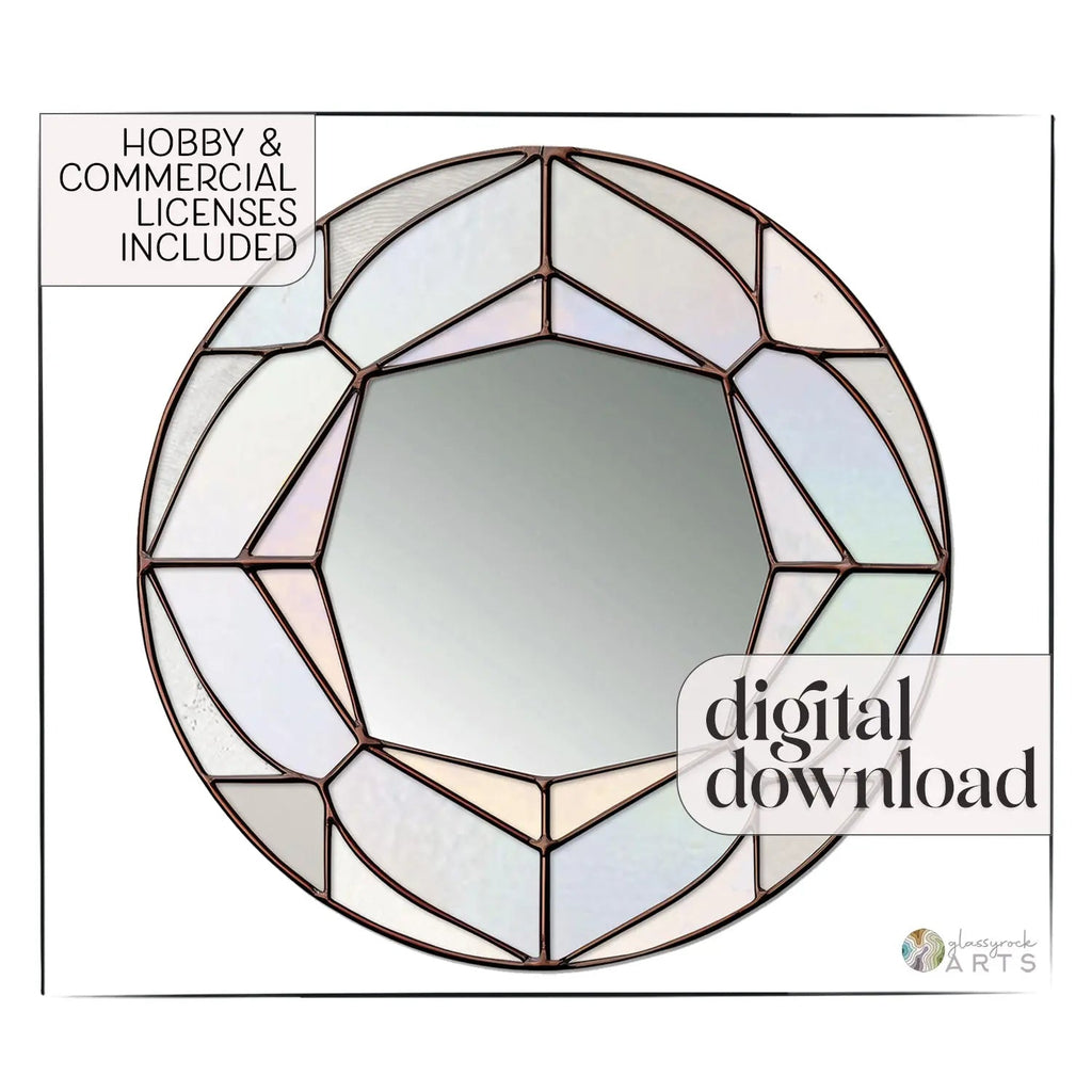 Round Diamond Mirror Stained Glass Pattern