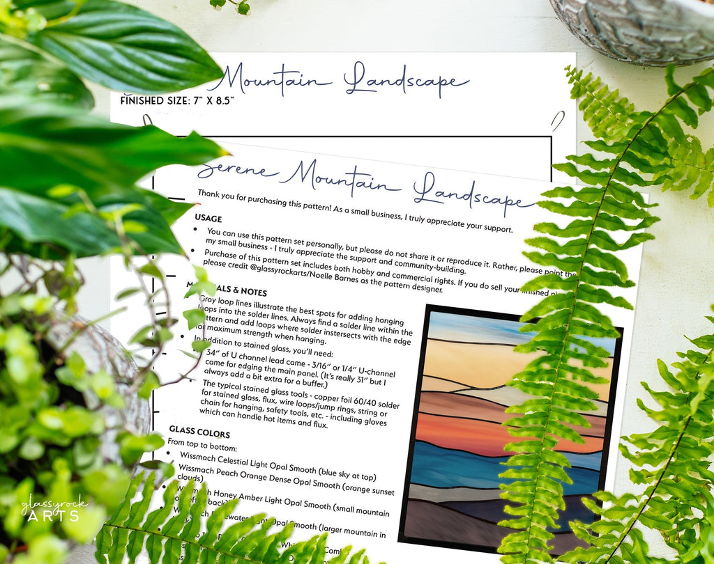 Mountain Landscape Stained Glass Pattern