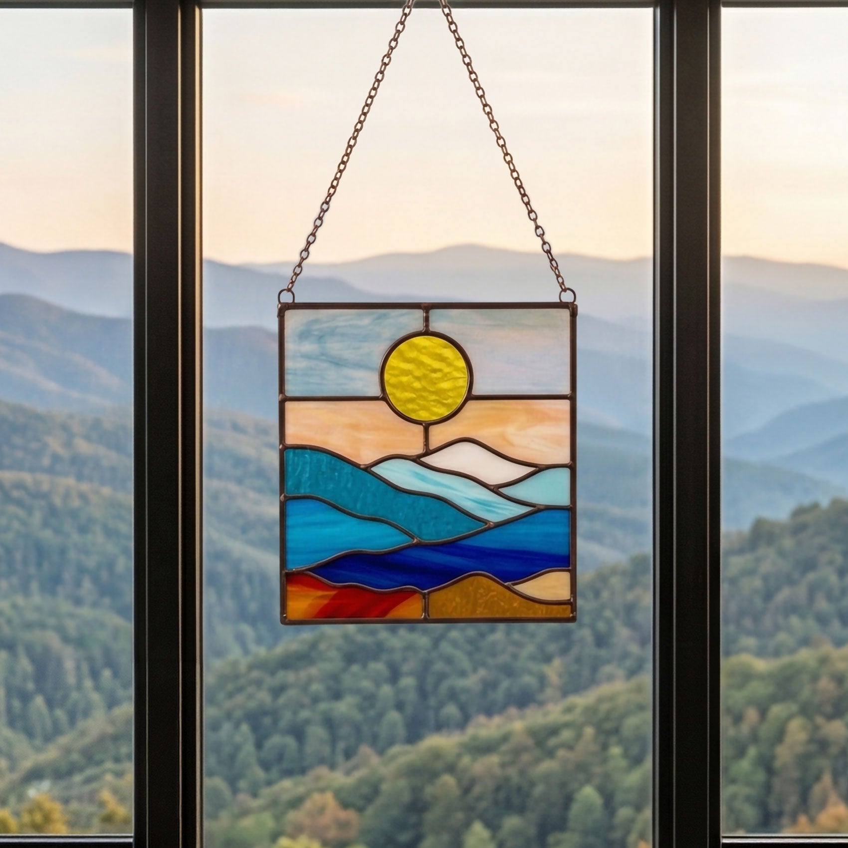 Smoky Mountains Stained Glass Landscape Pattern