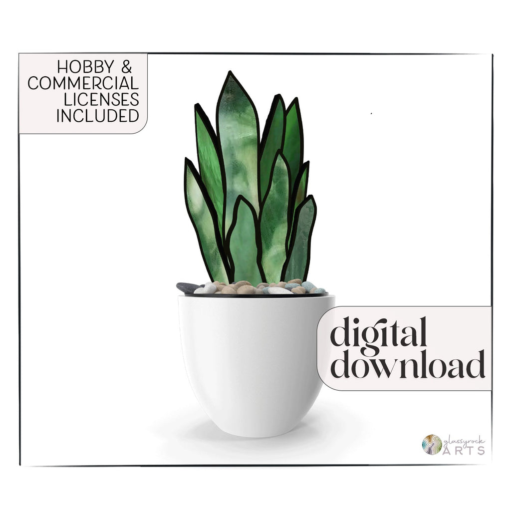 3D Snake Plant Leaves Stained Glass Pattern