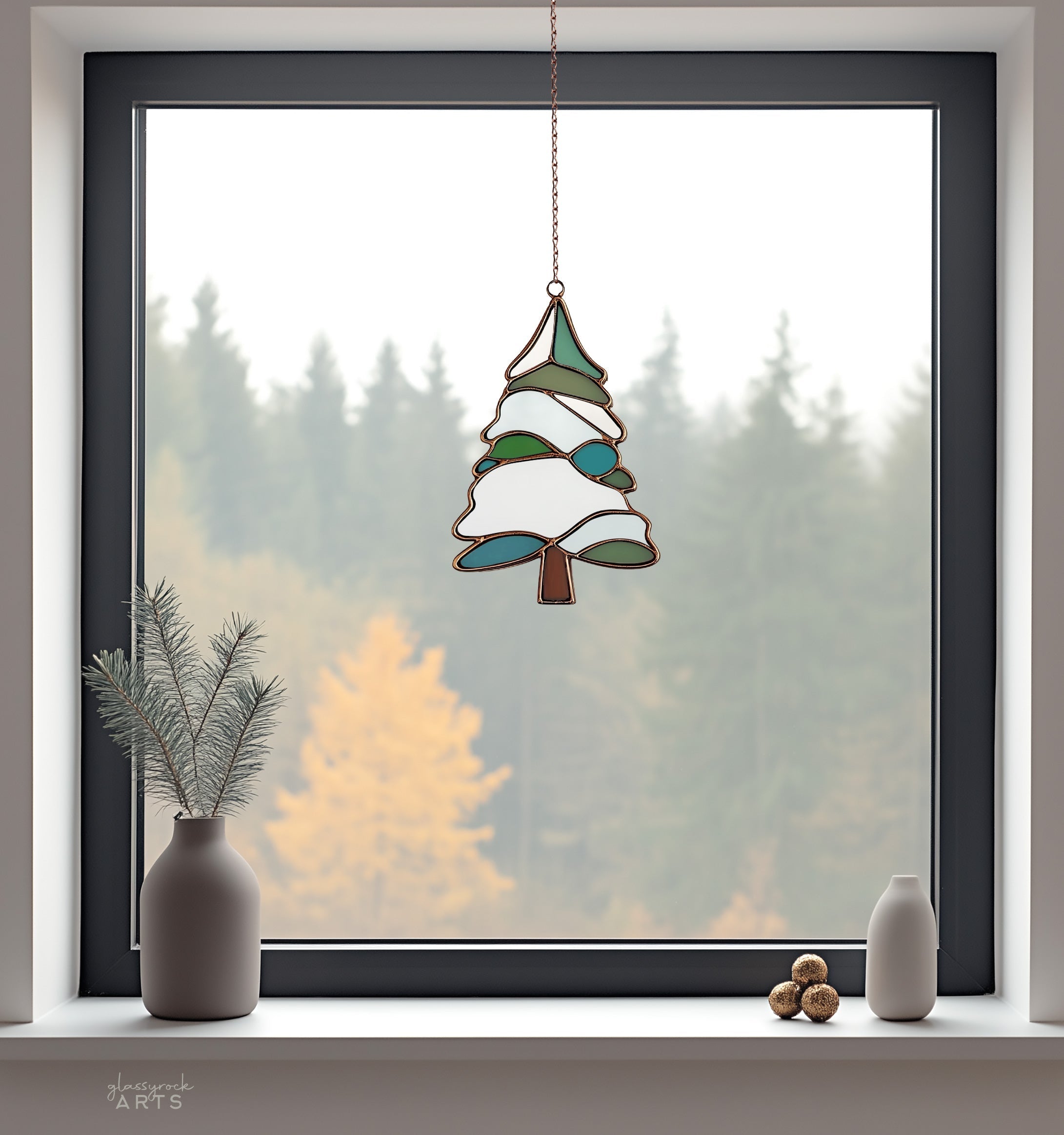 Snowy Tree Stained Glass Pattern