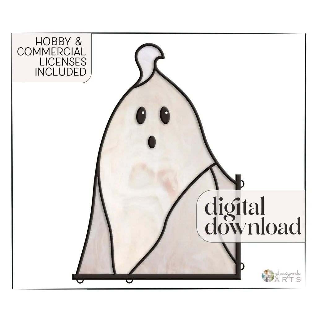 Spooked Ghost Halloween Stained Glass Pattern