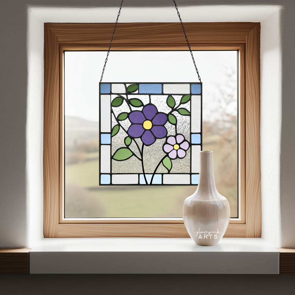 Floral Square Stained Glass Pattern