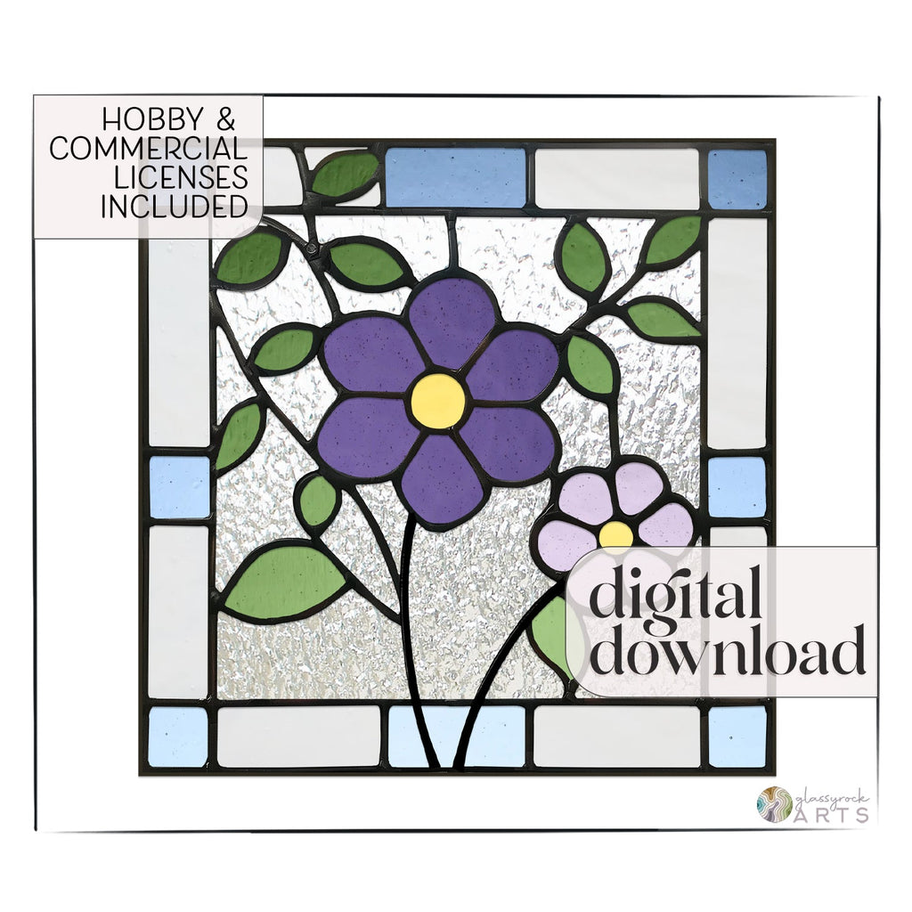 Floral Square Stained Glass Pattern