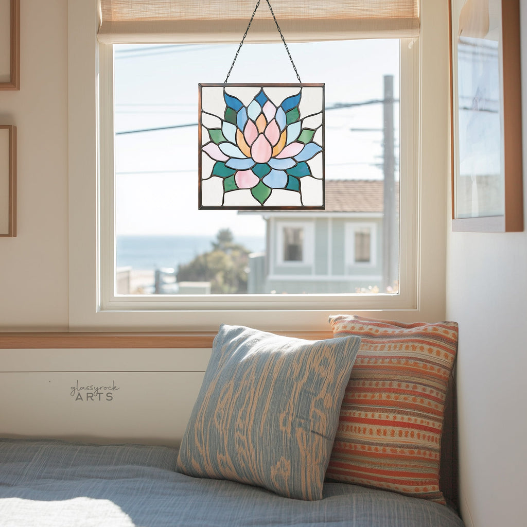 Square Succulent Panel Stained Glass Pattern, PDF & PNG