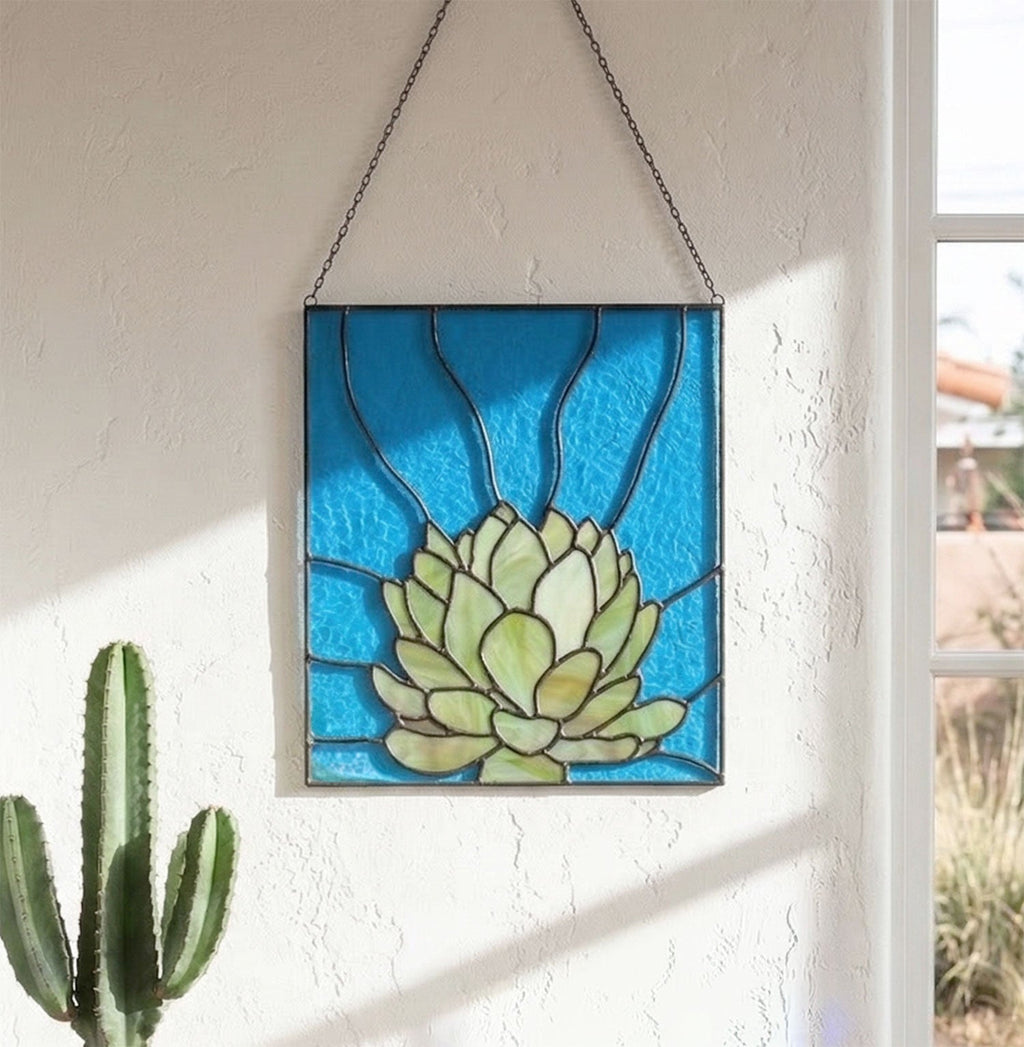 Three Succulent Stained Glass Panel Patterns PDF & PNG