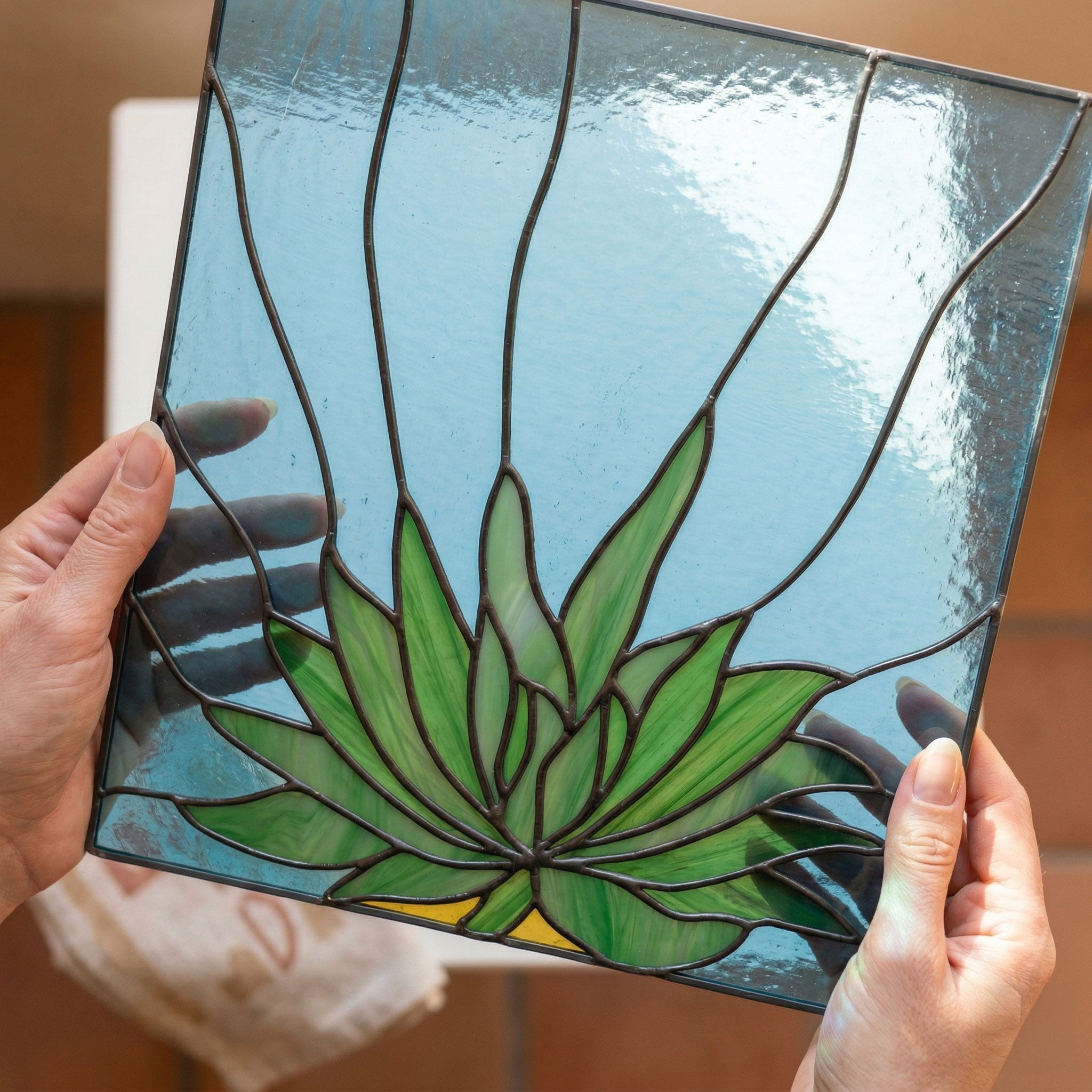 Gasteria Succulent Stained Glass Panel Pattern PDF & PNG