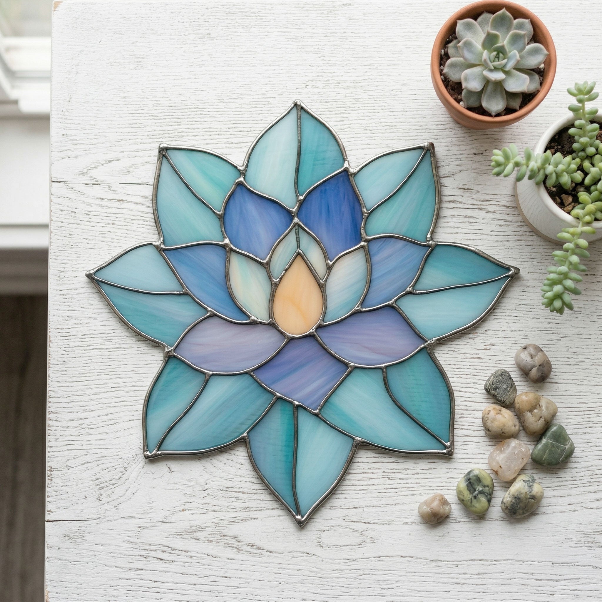 Succulent Suncatcher Stained Glass Pattern