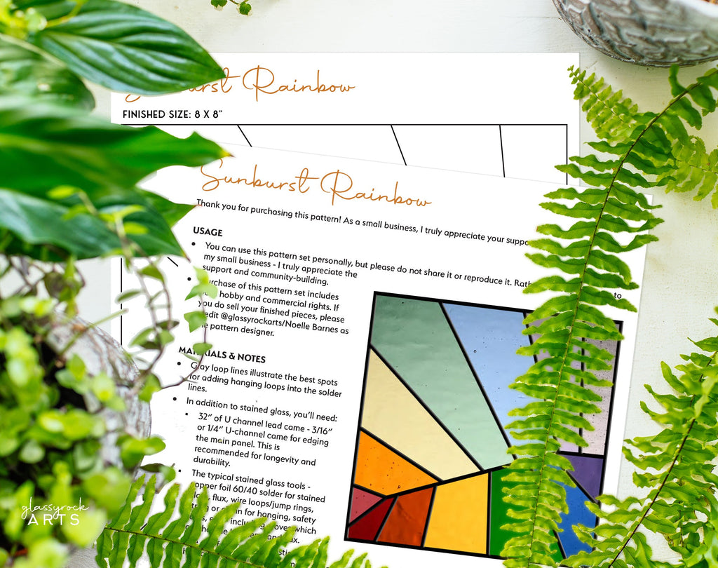Beginner Square Abstract Rainbow Stained Glass Pattern